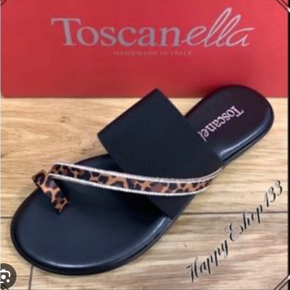 TOSCANELLA LEOPARD TOE BLING ITALIAN SANDALS